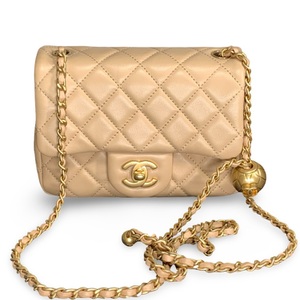 Chanel Mini Pearl Crush Flap Bag – Beige Quilted Lambskin Leather, Like New 