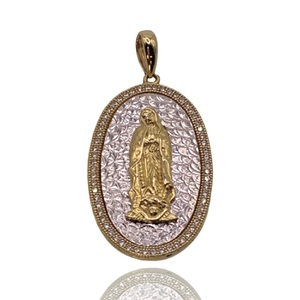  3.70 DWT (5.75 Grams) 14KT Two-Tone Gold Oval Religious Charm with Non-Diamond 