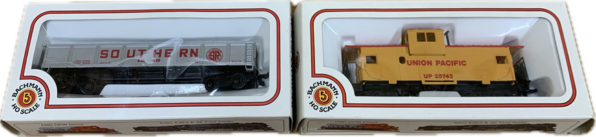 Set of 2 Bachmann HO Scale Trains - Union Pacific Caboose & Southern Gondola New
