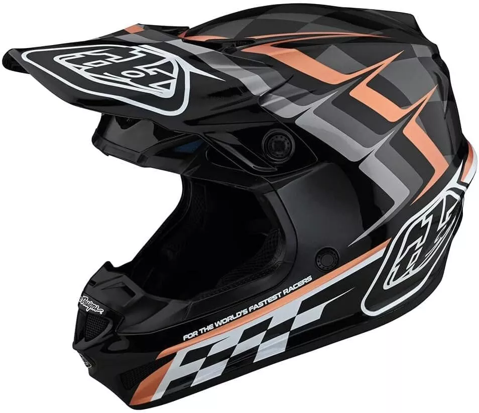 Troy Lee Designs SE4 Polyacrylite Warped Black/Copper LG Motorcycle Helmet - NEW