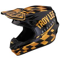 Troy Lee Designs SE4 Polyacrylite Race Shop Black/Gold XL Motorcycle Helmet, New
