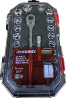 Husky 1005879665 24-Piece Socket & Ratchet Set 3/8" Drive – New