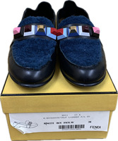 Fendi Rome Size 38 / 7.5W Rainbow Studded Shearing & Leather Loafers with Box