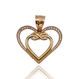  2.30 DWT (3.58 Grams) 14KT Yellow Gold Double Heart Charm – Non-Diamond