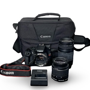 Canon EOS Rebel T6 Camera Kit w/ 18-55mm & 75-300mm Lenses Case Charger Used