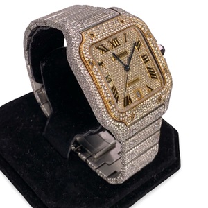 Cartier Santos Inspired Two Tone Custom 18K/SS Large 40MM Iced Out Pave Diamond 