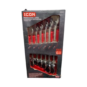 Icon WRRS-6 6-Piece Ratcheting Wrench Set – SAE – New (Box Damaged)