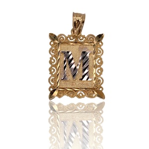  1.16 DWT (1.80g) 10KT Two-Tone Gold Charm – Picture Frame Design w/ “M” Initial