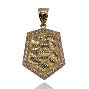  10kt Yellow Gold Nugget Style Shield Charm – Non-Diamond Border – 3.90 dwt 