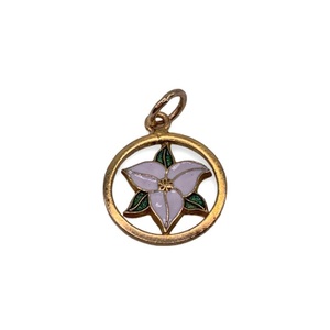  14kt Yellow Gold Small Round Enamel Lily Charm – 0.73 dwt