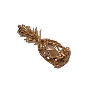 14kt Yellow Gold Medium Pineapple Basket Charm with 2 Pearls – 2.92 dwt