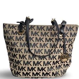 Michael Kors Jet Set Tote Bag – Black & Brown Leather and Canvas, Used