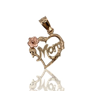  14KT (0.35 DWT / 0.54g) – Yellow Gold Charm – Small Heart “MOM”