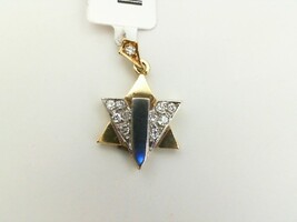 18kt Small Two-Tone Jewish Star W/Diamonds 