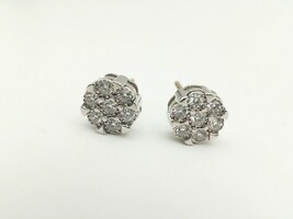 14k Diamond Cluster Stud Earrings 