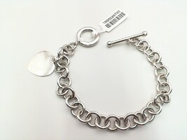  18kt w/g Rolo bracelet w/heart charm