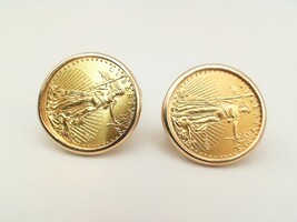  22kt Coin Earrings with 18kt Bezel