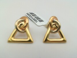  18KT Tri-Color Triangle Studs