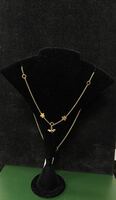 18kt Y/G Necklace Cable Link W/ Flowers 