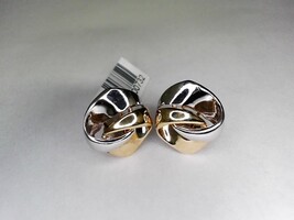 14Kt Y/G W/G Swirl Stud Earrings 