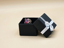 14kt Mother Mary Ring W/ Red Stone