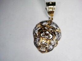  10Kt Y/G W/G Lion Face Pendant