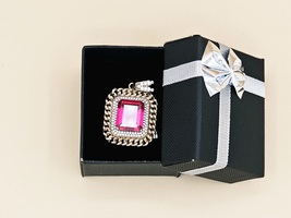 10kt Charm W/ Red Center Stone