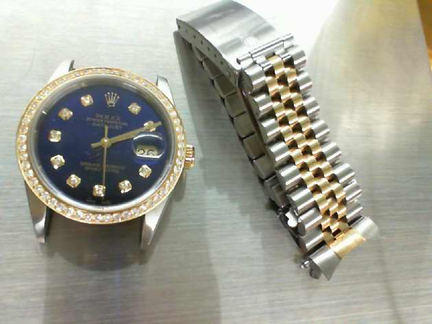 Rolex date-just two tone jubilee band diamond bezel