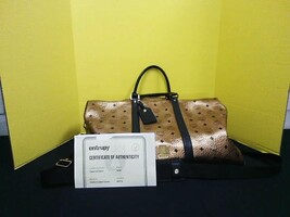 MCM Visetos Metallic Coated Canvas Bag, Large, Gold/Black