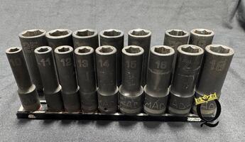 mactools 16-PC. 1/2" Drive Metric Deep Impact Socket Set 