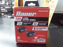 Brand New, BAUER 20V 5 Ah High-Capacity Lithium-Ion Battery Bundle, 2-Pack
