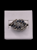  14K White Gold Diamond Sapphire Ring 