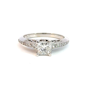 14k White Gold Princess Cut Diamond Engagement Ring 