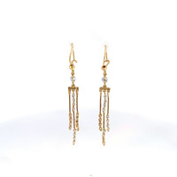14K Yellow Gold Dangle Earrings with Cz