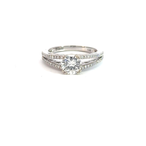14k White Gold 1ct Round Diamond Split Shank Engagement Ring