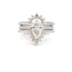 14K white gold solitaire engagement ring with a matching enhancer ring