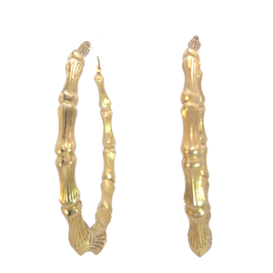14k Extra Large Bamboo Hoop Earring, 14.2g