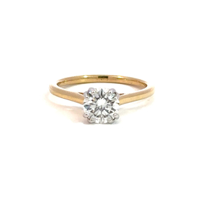 Ladies 14k yellow gold solitaire, with a Stunning Round Brilliant Cut Diamond 