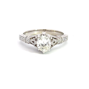 14k White Gold Modern Vintage Engagement Ring 