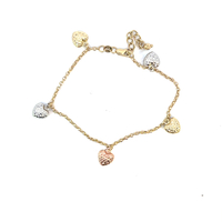  Ladies 14k Tri-Color Charm Bracelet