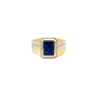 Men's 14k yellow gold, signet ring  synthetic sapphire