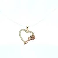 14k CZ Heart with Rose Charm, 1.6g