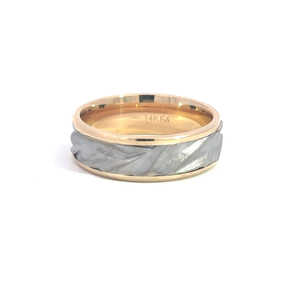14k Low Dome Roll Edge Carved Wedding Band, Size 10