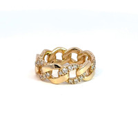 10k Yellow Gold Diamond Cuban Link Ring 