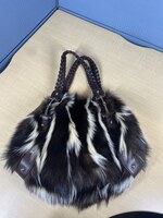 Gucci Brown White Fitch Fur Leather Limited Edition 