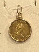 Coin Pendant K24 Gold maple leaf 1/4oz 198in 14K Gold Bezel $10    LS(317228)