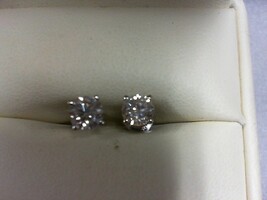 Diamond Stud Earrings Pair- Screw Back - WG - .5CT Each - 14K - PPSKN