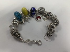  Sterling Silver Bracelet w Charms - 7 1/2" - 925 - PPSKN