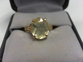 Gold Ring Yellow/Green Stone -  YG - Sz 8 1/2 - 14K - PPSKN
