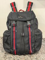 Gucci Techno Canvas Web Double Buckle Backpack Black 429037204991 - VWG 324996